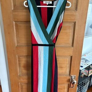DvF Striped V-Neck Wrap Dress